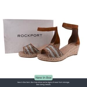 Rockport Marah Tan Espadrille Wedge Sandals | Size 7.5 | New in Box